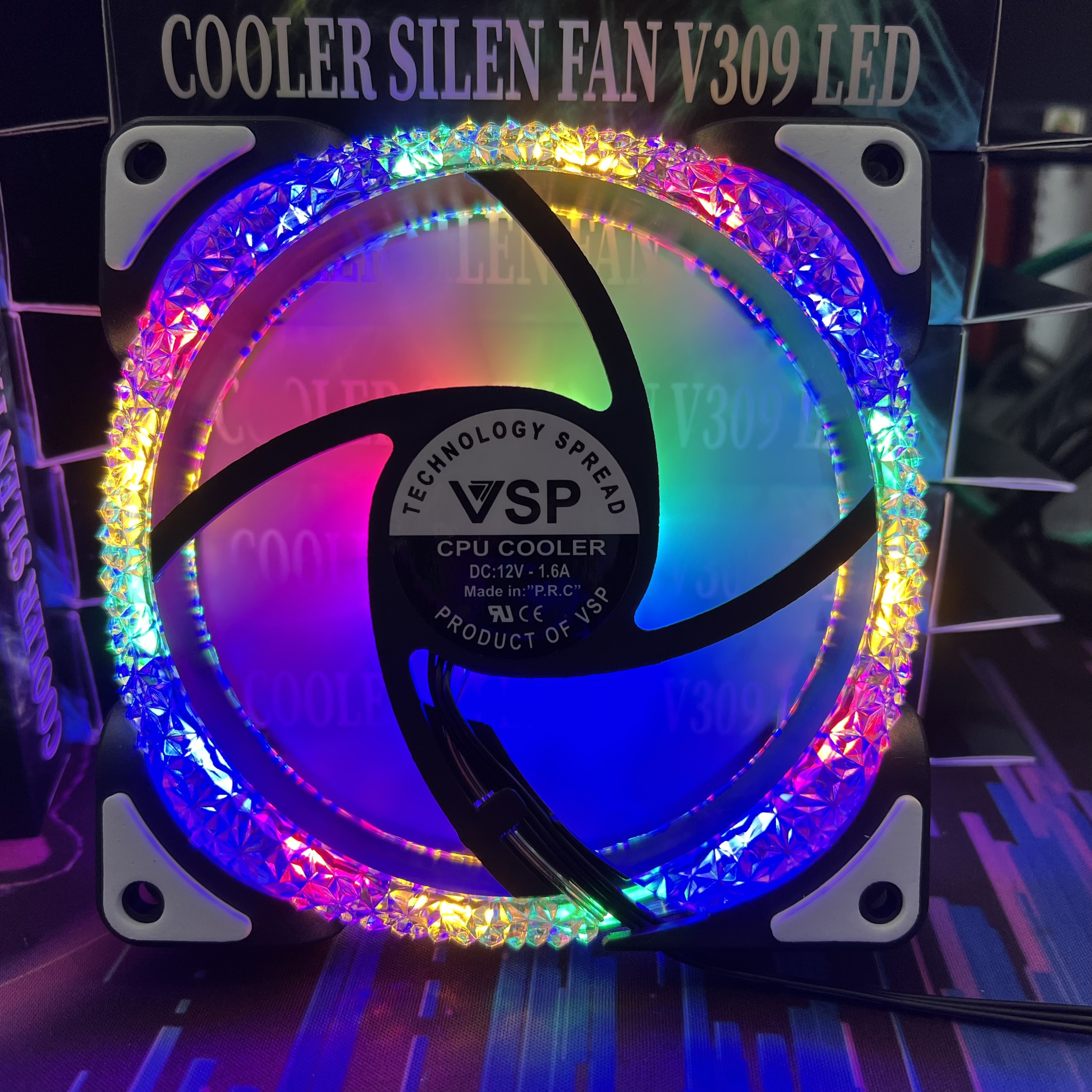 Quạt Led Case VSP V309 LED RGB Diamond 12CM - Hàng Chính Hãng