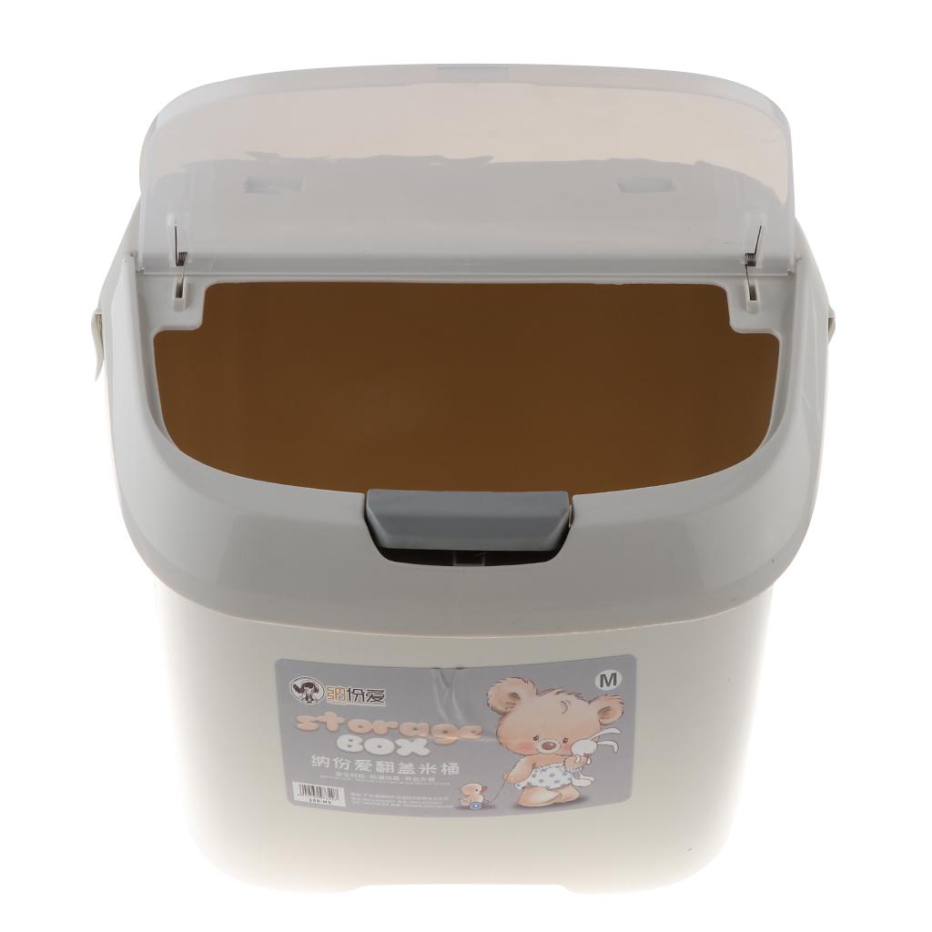 2X Plastic Pet Food Container Jar Measuring Cup Cereal Grain Storage Box Gray