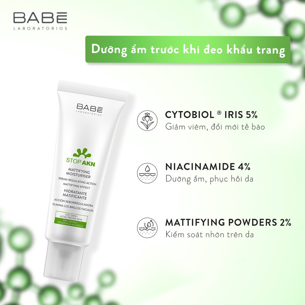 Kem dưỡng ẩm BABÉ Mattifying Moisturiser 50ml dành cho da dầu mụn