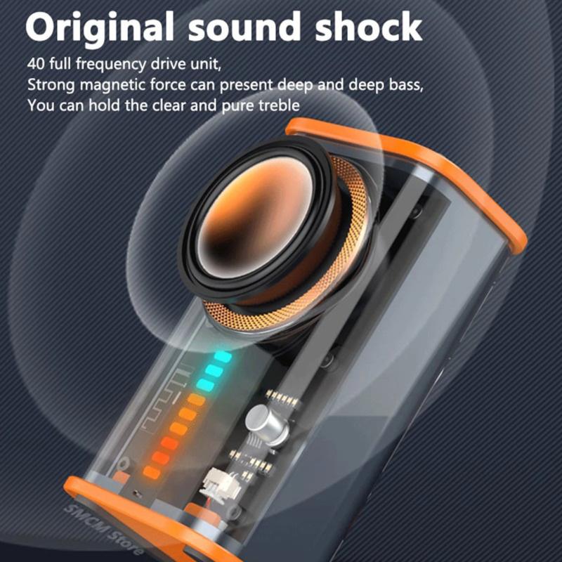 Loa nhạc Mecha trong suốt TWS Âm thanh nổi không dây Loa 5.0 tương thích Bluetooth Tích hợp MIC Âm thanh ánh sáng Nhịp điệu cho bữa tiệc Màu sắc: 2 chiếc