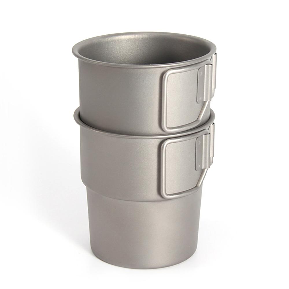 Ultralight 300ml Titanium Coffee Cup Tea Cup Water Mug with Foldable Handles for Home Outdoor Camping & Picnic