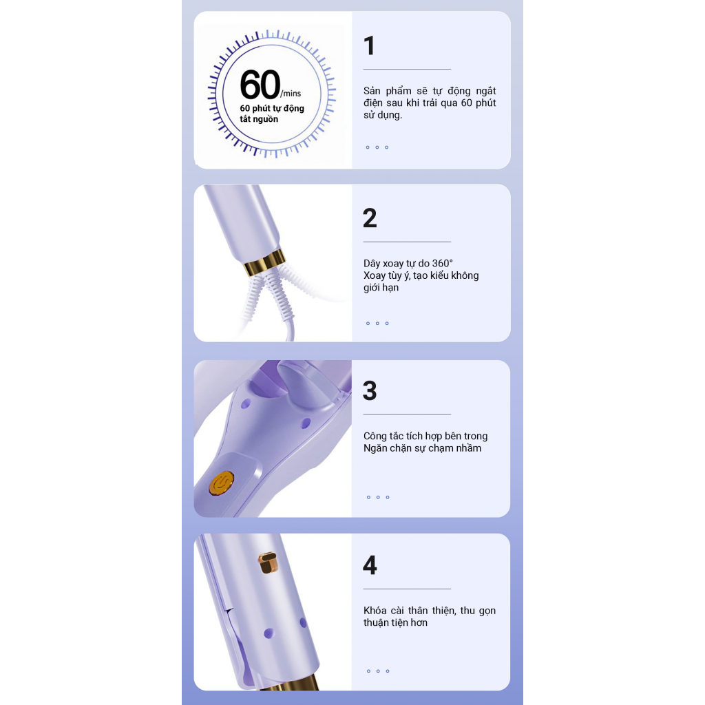 Máy uốn tóc Ion âm kiểu Pháp Life360 LF-MUP23 70W - Hàng chính hãng