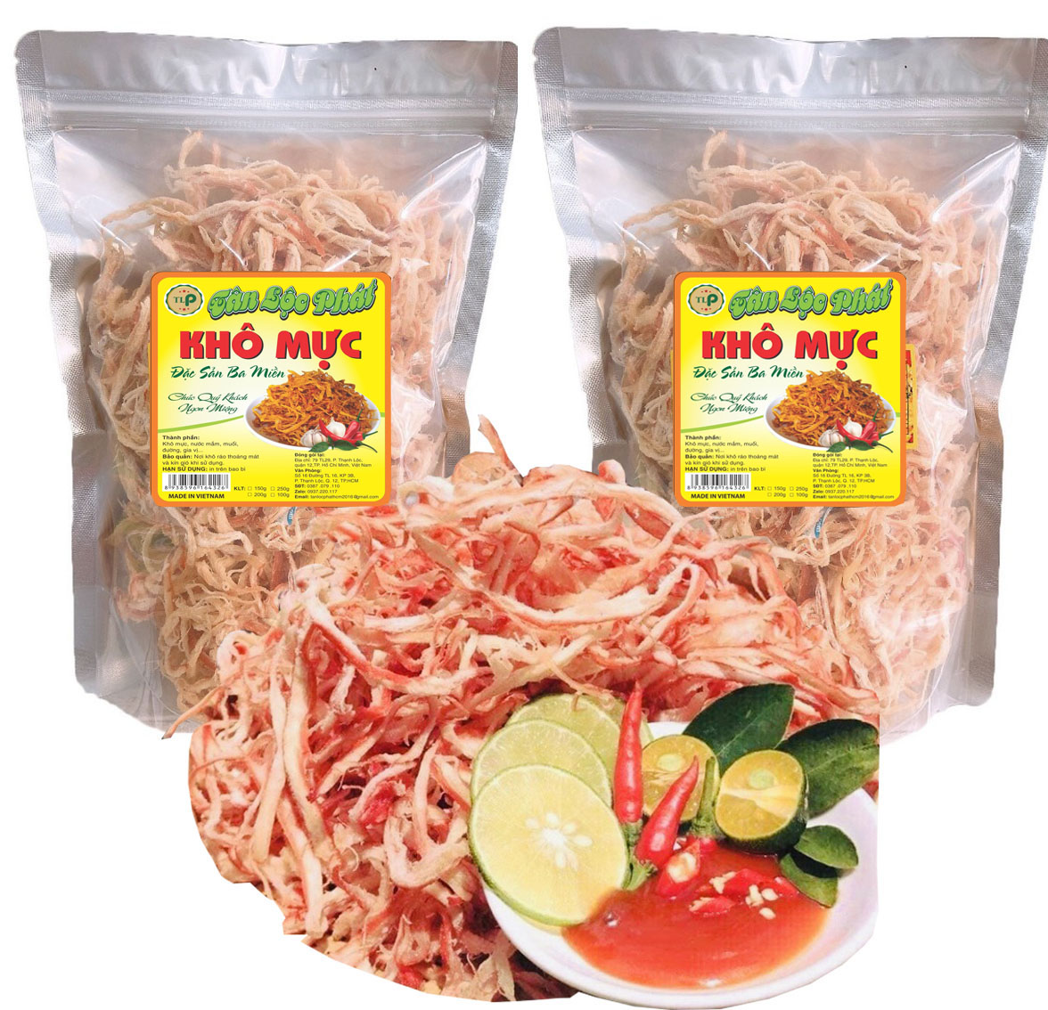 MỰC SỢI HẤP NƯỚC DỪA TÂN LỘC PHÁT COMBO 1KG - MỖI HŨ 500G