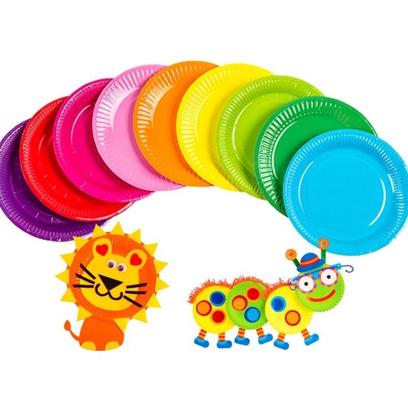 Set 10 đĩa giấy màu làm đồ thủ công