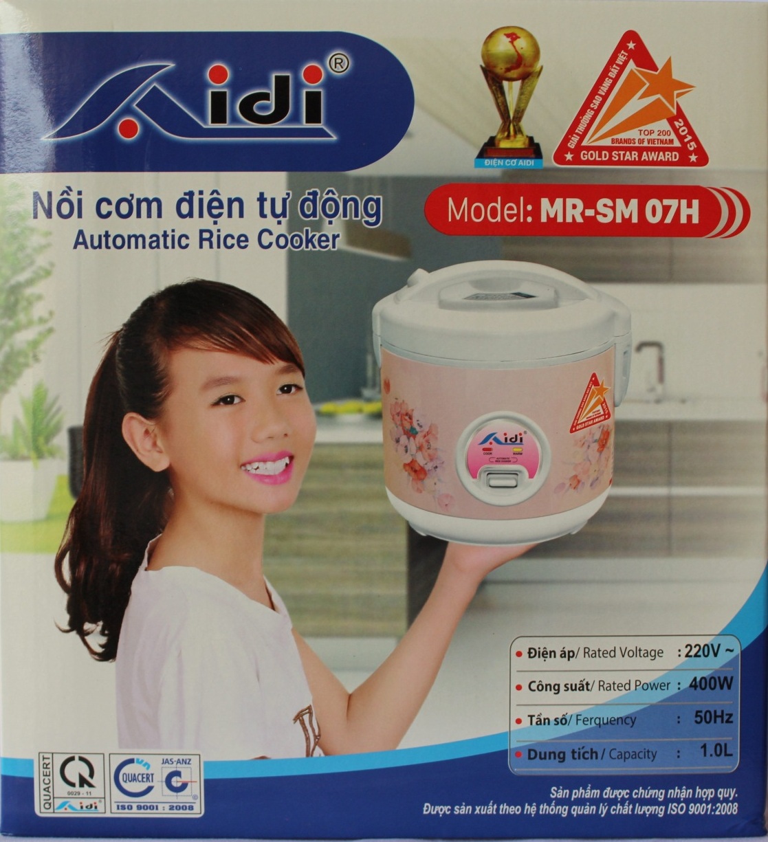 Nồi Cơm Điện Tự Động Nắp Gài Aidi MR-SM 07H  - Màu Ngẫu Nhiên - Hàng Chính Hãng