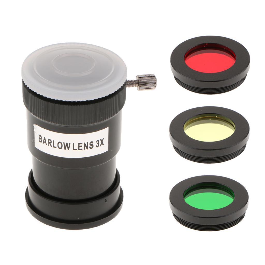 1.25 in Barlow Lens 3X Moon Filters Color Filter Kit
