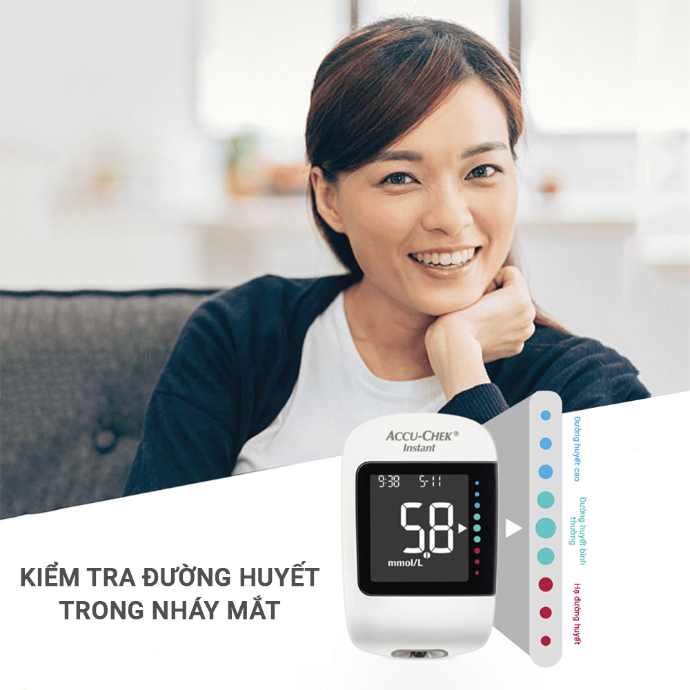 Máy Đo Đường Huyết ACCU-CHEK Instant Đo Được 4 Loại Mẫu Máu, Có Kết Nối Bluetooth - Chưa Có Que Thử