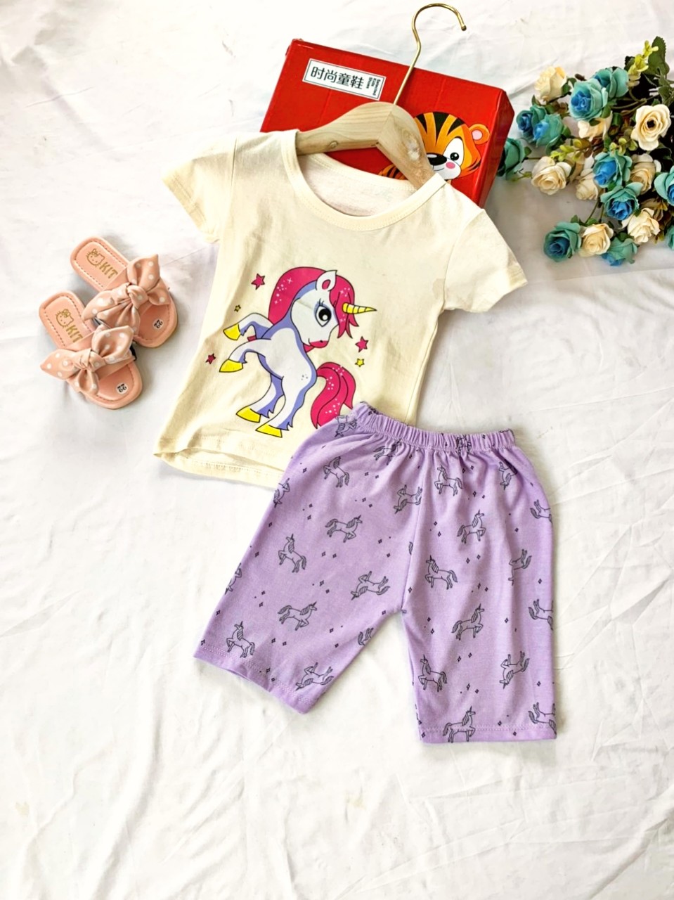 Bộ lửng cotton mềm mại cho bé gái 7-17kg