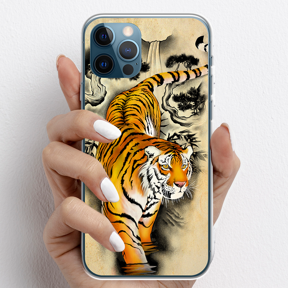 Ốp lưng cho iPhone 12 Pro, iPhone 12 Promax nhựa TPU mẫu Cọp tranh vẽ