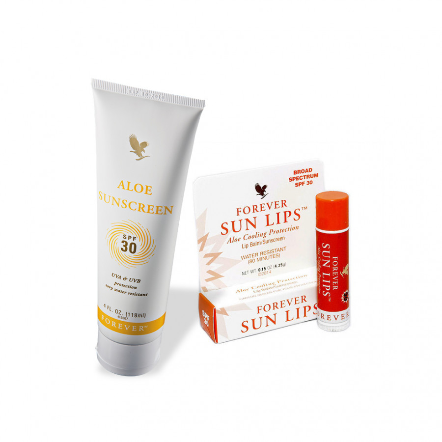 Combo Son dưỡng và chống nắng cho môi - Forever Sun Lips (#462) - với SPF30 Và Kem chống nắng từ Mỹ Aloe Sunscreen (#199) - 118ml