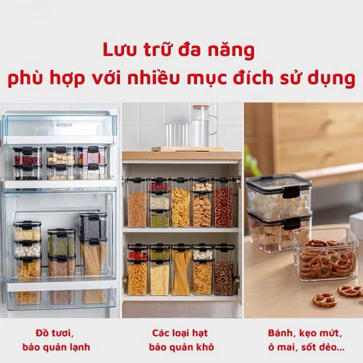 Set 5 Hộp Nhựa Đựng Ngũ Cốc H55, Bánh Kẹo, Thực Phẩm Khô - Hộp Đựng Trong Suốt Nắp Kín Chống Ẩm Cao Cấp - HÀNG CHÍNH HÃNG MINIIN