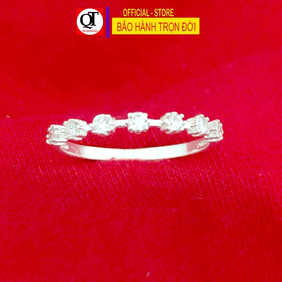 Nhẫn nữ đính đá bản nhỏ phong cách styl chất liệu bạc ta gắn đá cobic cao cấp trang sức Bạc Quang Thản – QTNU63