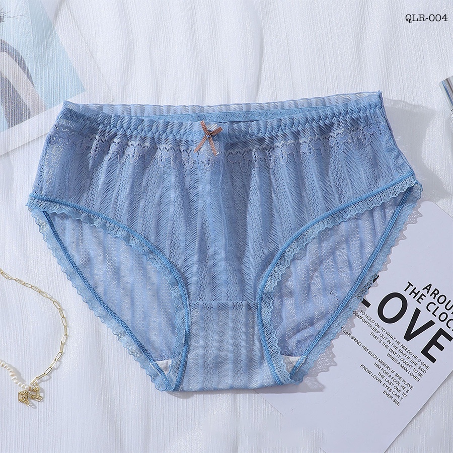 Quần lót nữ ren lưới mềm mại co giãn thoáng mát đáy cotton kháng khuẩn đính nơ siêu xinh S.A.Y QL012