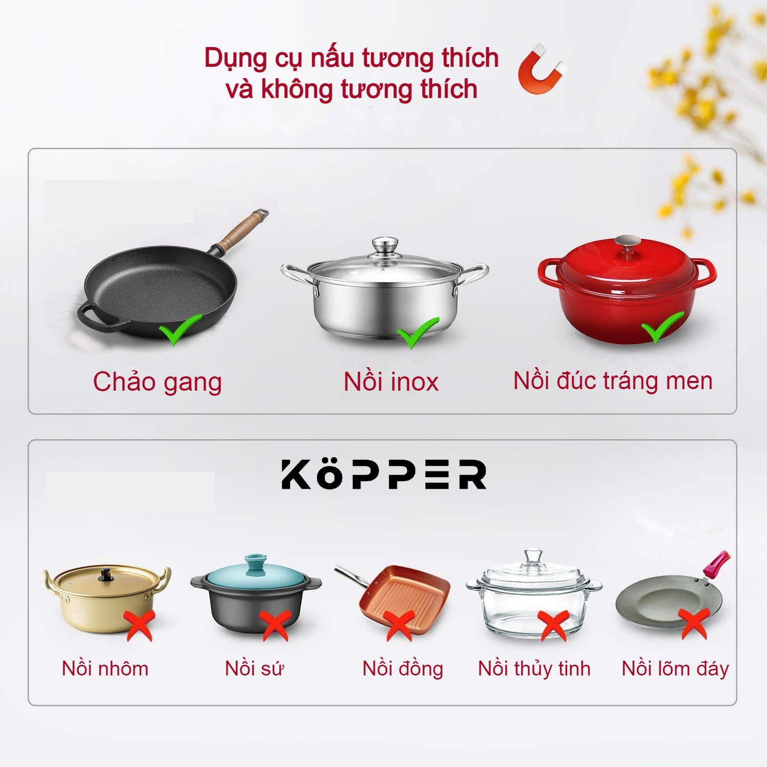 [MUA BẾP TẶNG NỒI] Bếp Từ Đơn Kopper KP01DN - Công Suất 2600W - Hàng Nhập Khẩu