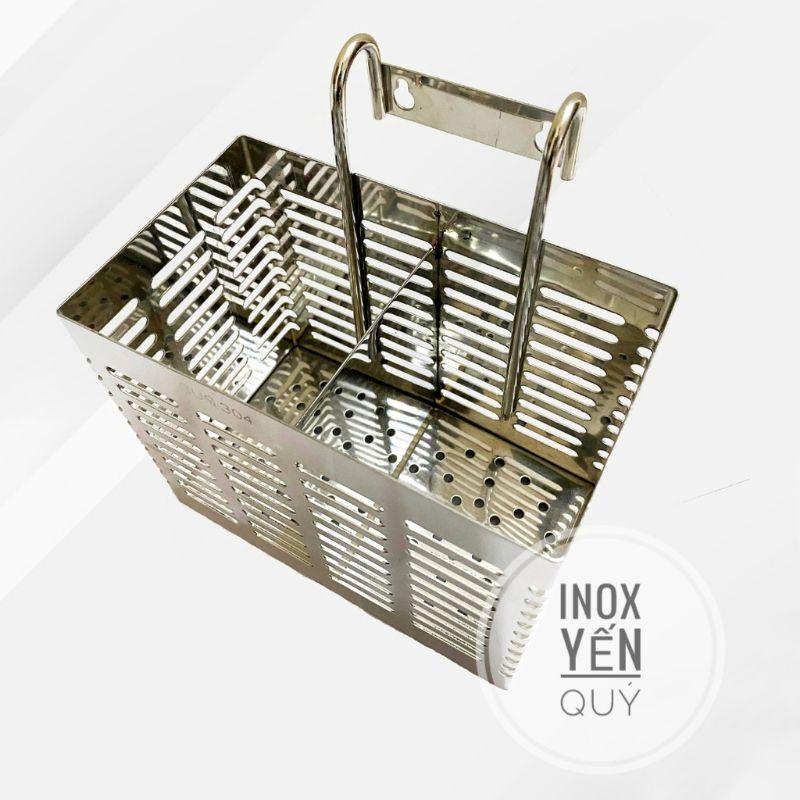 INOX304 ỐNG ĐỰNG ĐŨA 2 NGĂN CHỮ NHẬT . GIỎ ĐỂ ĐŨA 2 NGĂN
