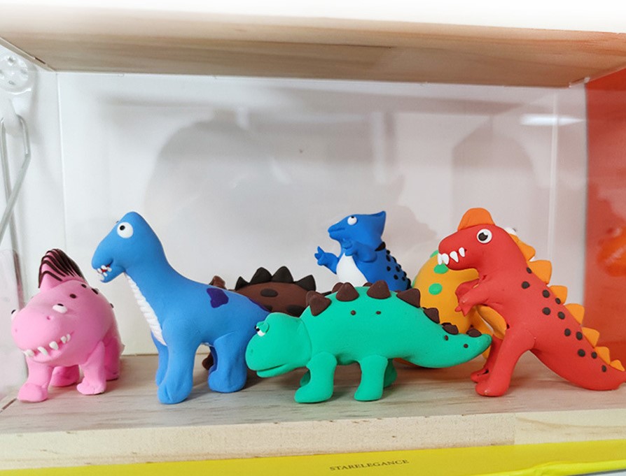Bộ đồ chơi đất sét khủng long gồm nhiều màu và khung mô hình cho bé