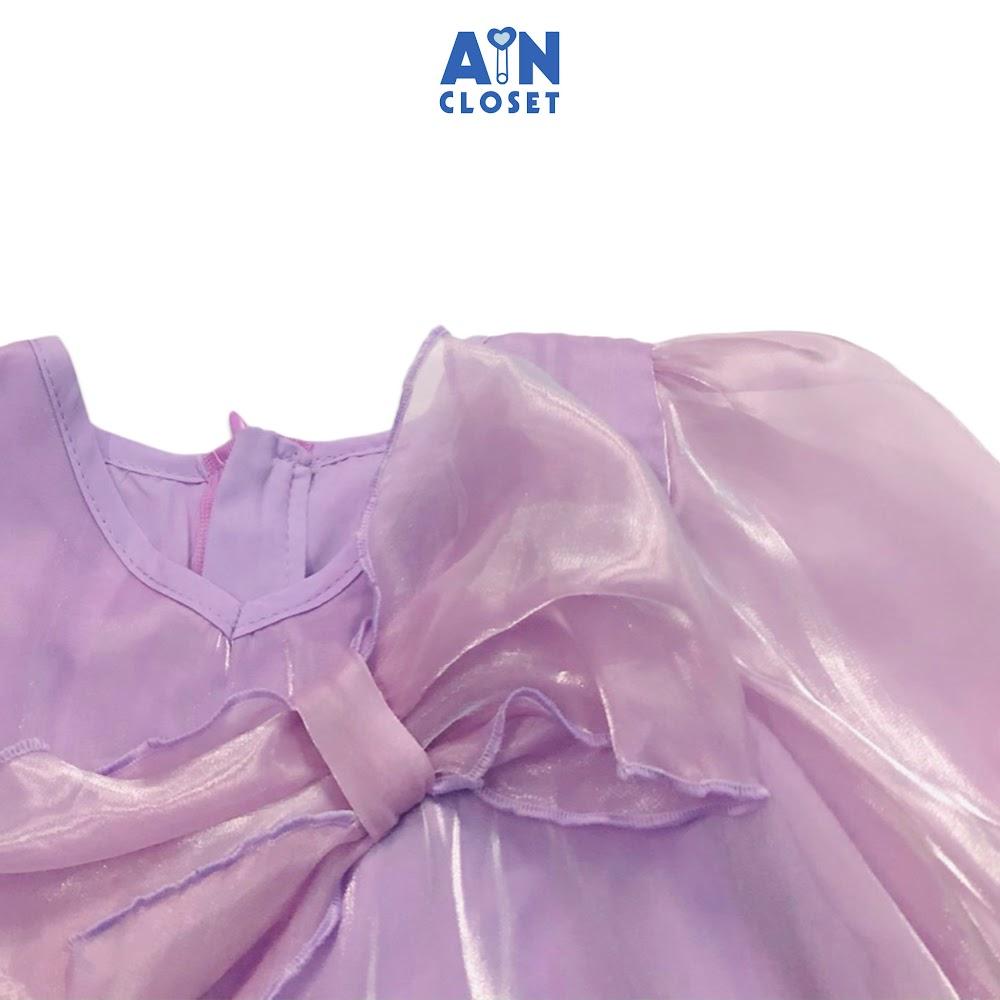 Đầm công chúa bé gái Nơ tím tay lỡ organza - AICDBGEVHKZH - AIN Closet