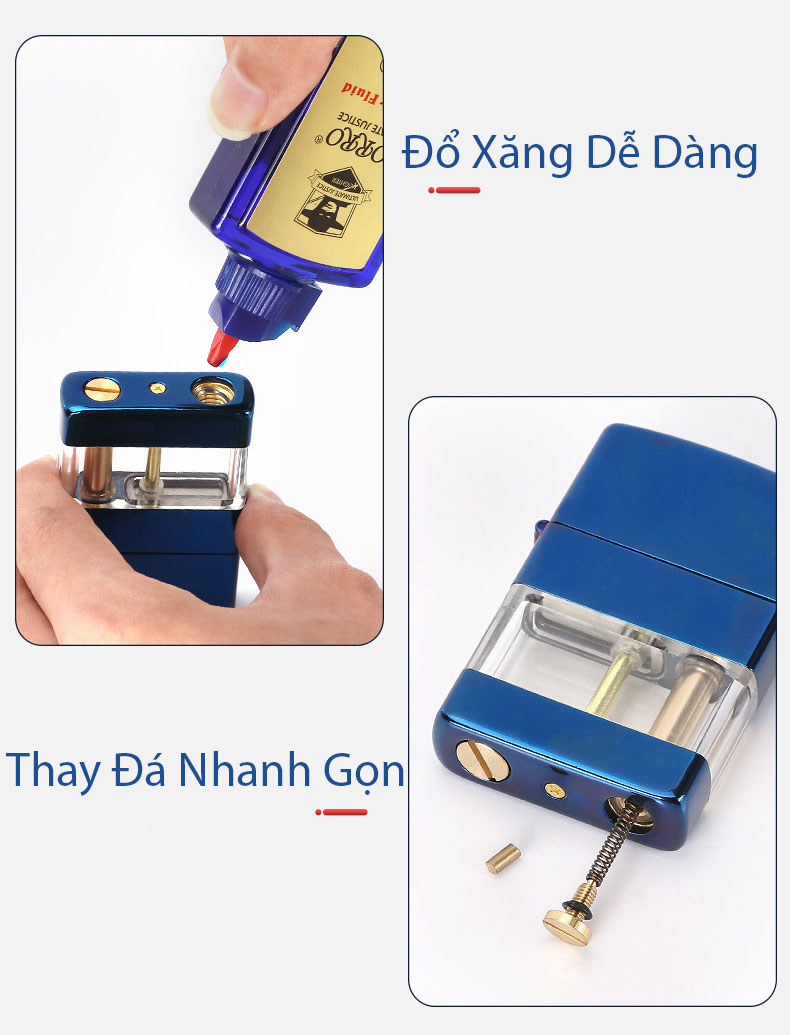 Hộp Quẹt Bật Lửa Xăng Đá Z690 Thiết Kế Lộ Thiên Đẹp Độc Lạ, Full 3 Bình Xăng Màu - Giao Màu Ngẫu Nhiên