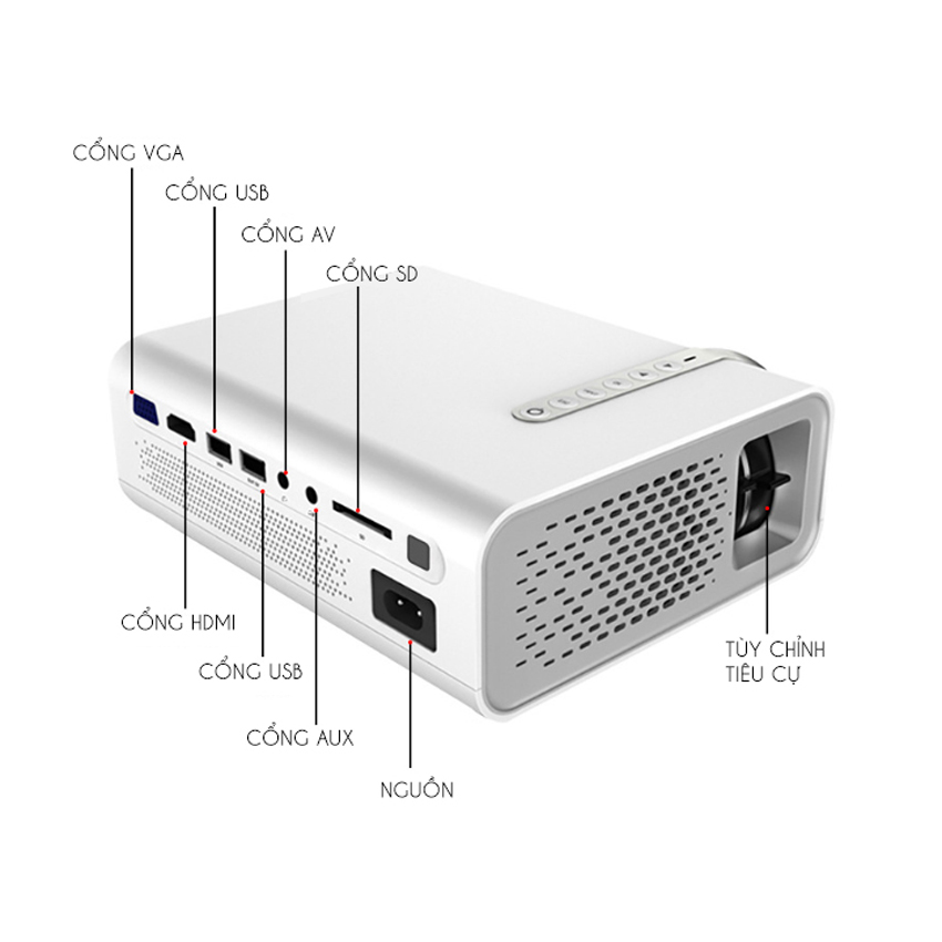 Máy chiếu mini độ phân giải cao LED1080P, Máy chiếu phim HD, Máy chiếu Wifi AST-YG520 kết nối không dây với điện thoại, máy tính, dễ dàng sử dụng (Giao Màu Ngẫu Nhiên)