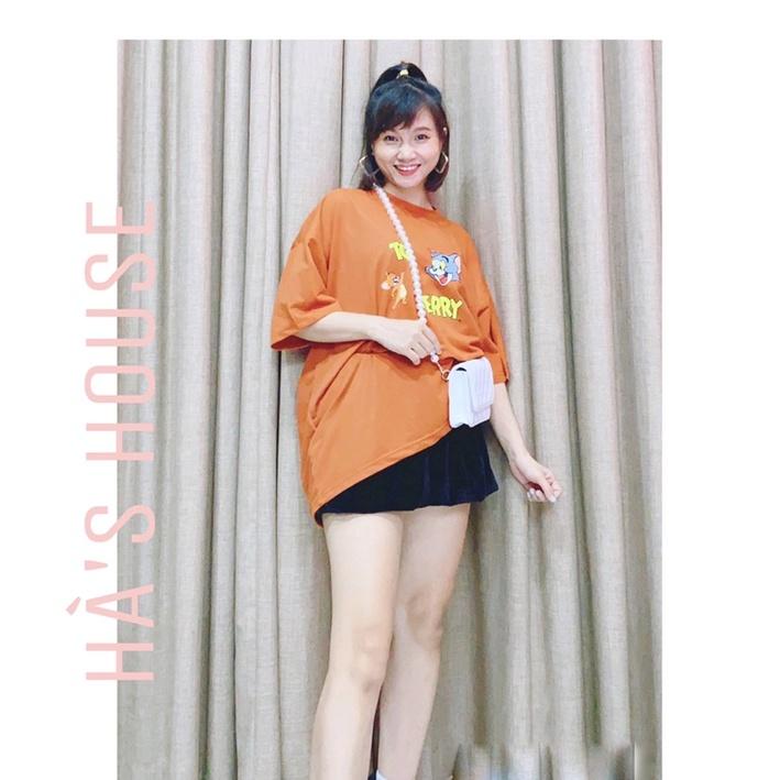 Áo thun form rộng hoạ tiết Tom&Jerry - Freesize 40kg-65kg