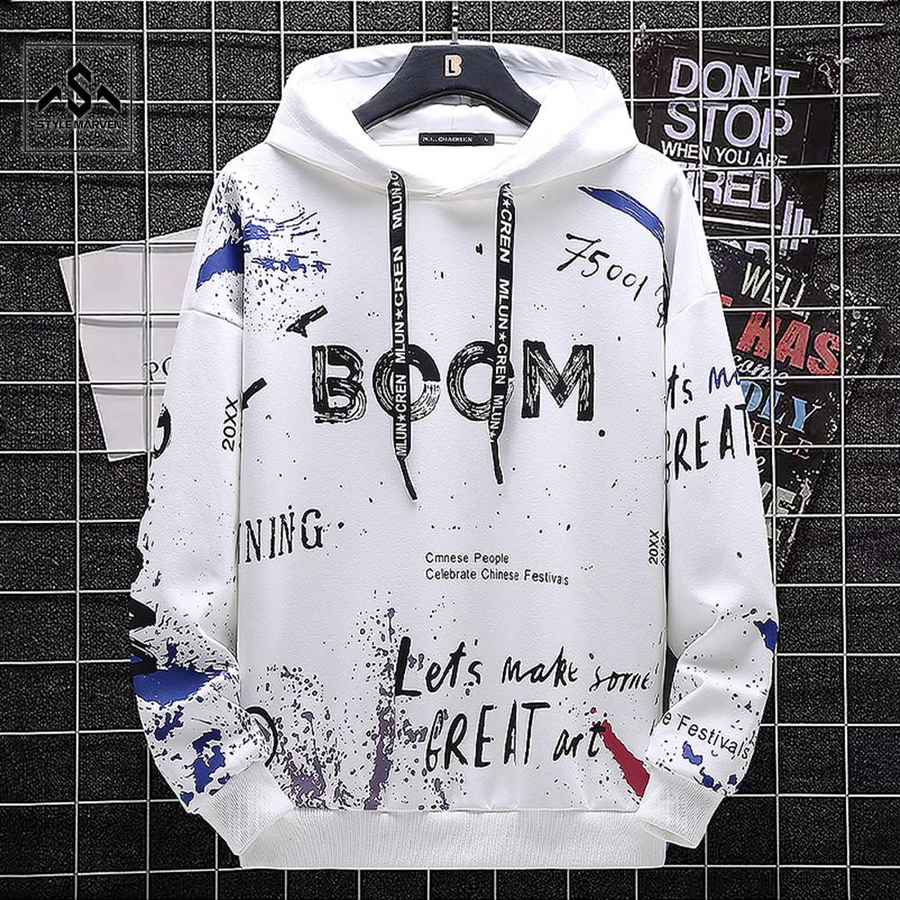 Áo hoodie nam thể thao STYLE MARVEN áo nỉ thu đông in chữ Boom trẻ trung - AO TOP NAM 90000192