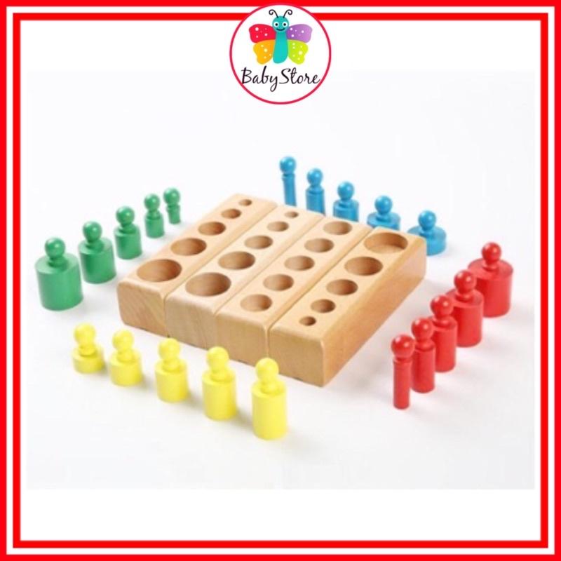 Bộ núm trụ màu - Núm trụ Montessori cho bé