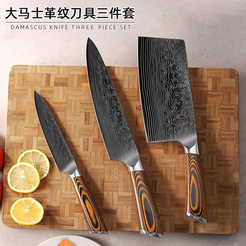 DAO - BỘ 3 DAO BẾP NHẬT BẢN THÉP DAMASCUS MÃ A33 DT2 nt topcomshop vn