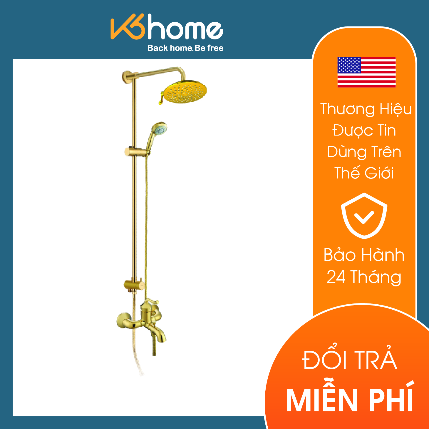 Bộ sen cây nóng lạnh dòng Neoclassic màu Polished Brass Moen - 2232P+MCL6320P+16132P