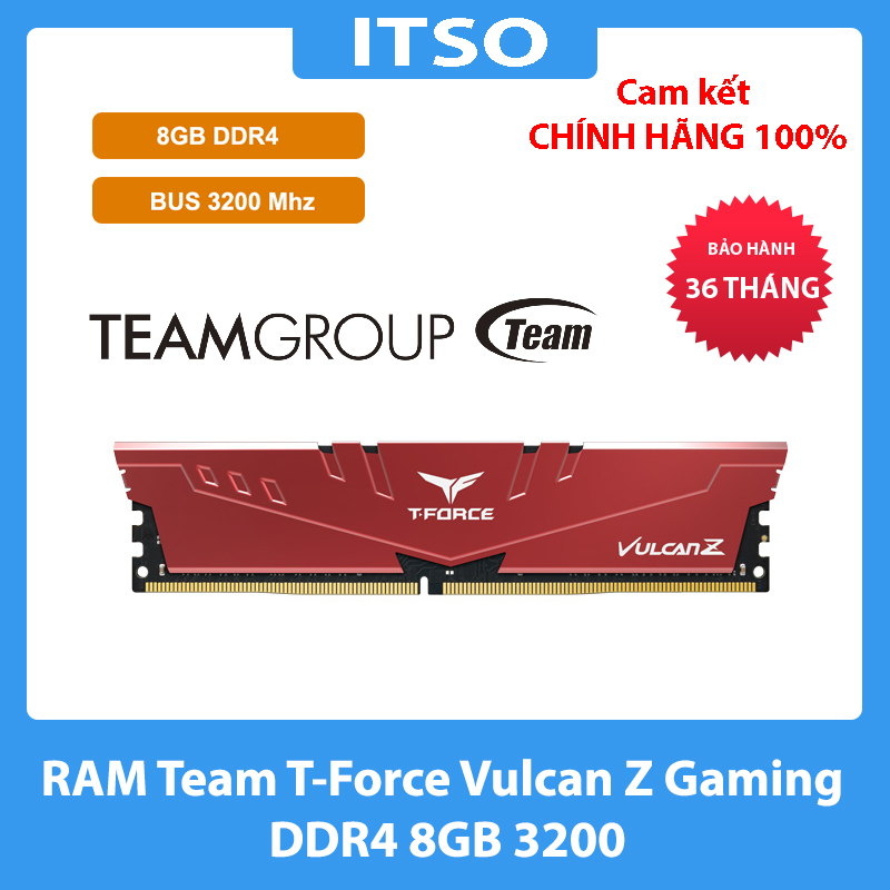 Ram máy tính TeamGroup T-Force Vulcan Z Gaming DDR4 8GB 3200 - Hàng chính hãng