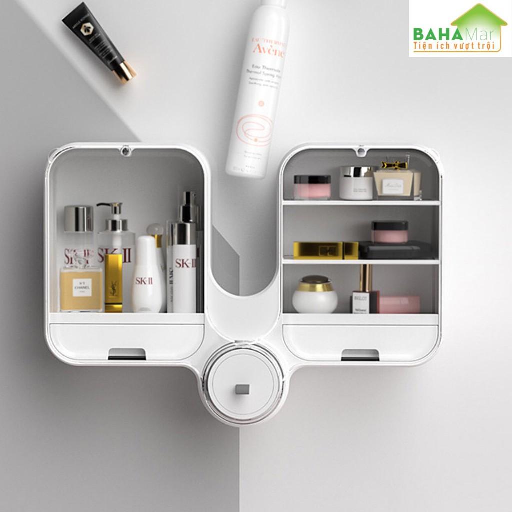 HỘP ĐỰNG BẢO QUẢN MỸ PHẨM TREO TƯỜNG: GỌN GÀNG và SẠCH ĐẸP chống bụi chống nước với các ngăn hợp lý để mỹ phẩm
