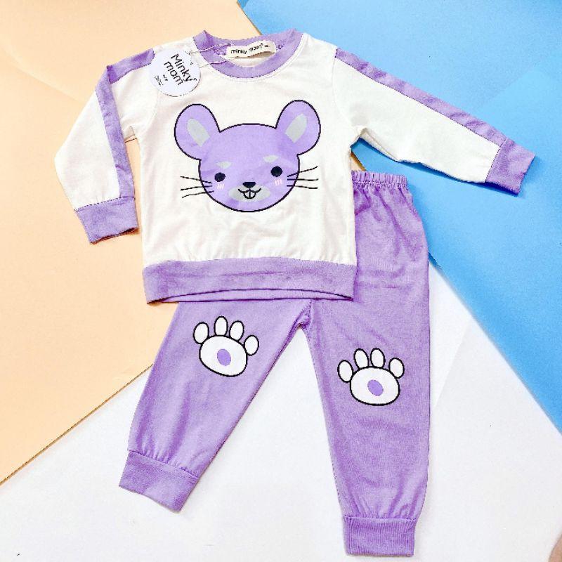 Bộ dài tay chất cotton nền trắng họa tiết động vật