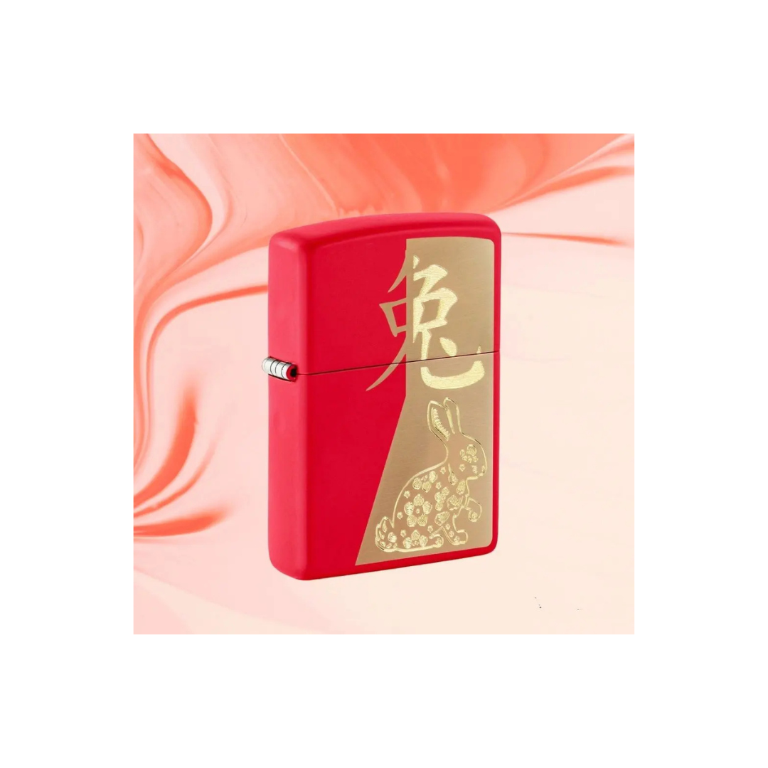 Bật Lửa Zippo Year of the Rabbit 2023 Chính Hãng - Zippo 12 Con Giáp Tuổi Mão Màu Đỏ May Mắn