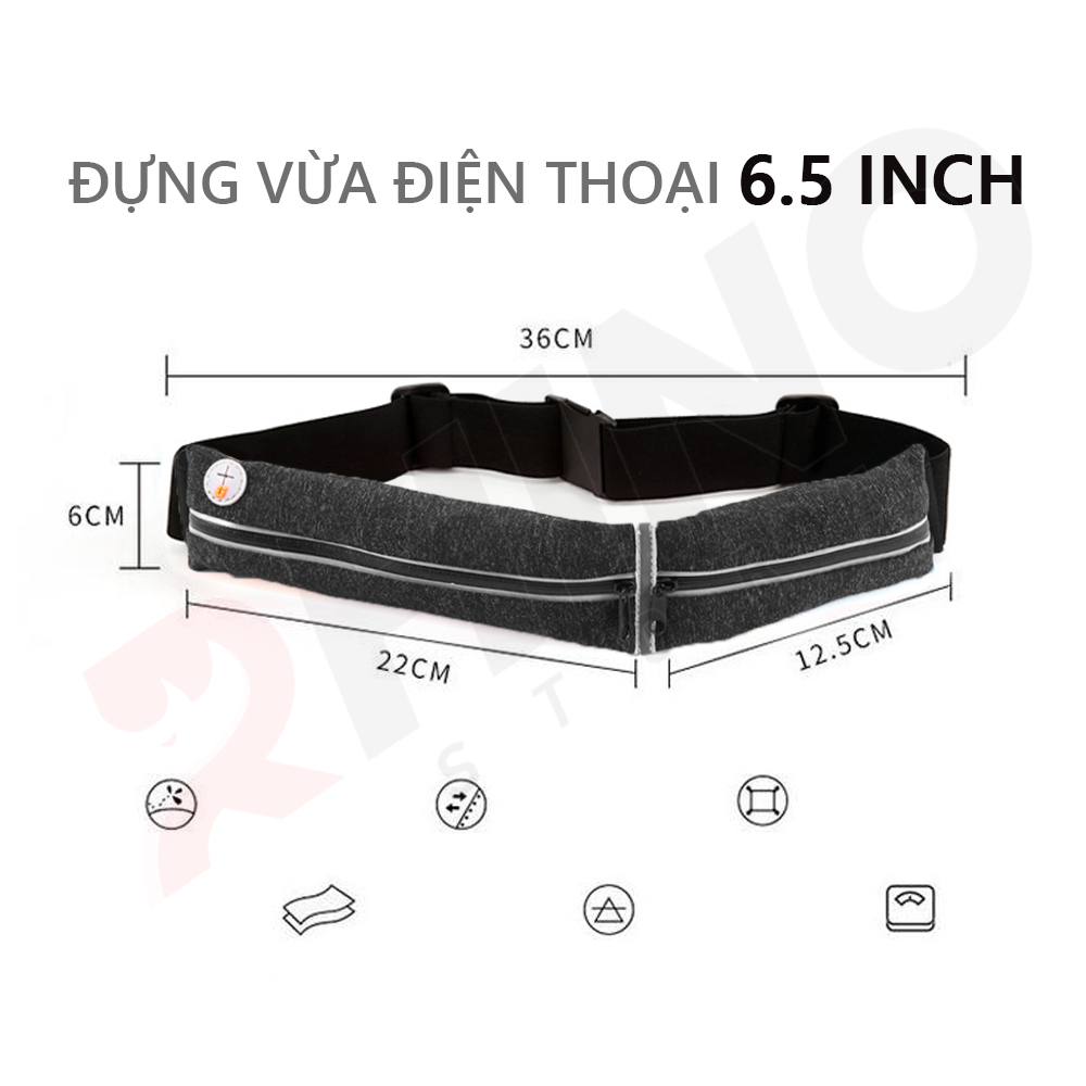 Đai, túi đeo eo thể thao nam nữ Rhino B201 đựng vừa điện thoại 6.5 Inch và đa dạng các loại vật dụng, hàng chất lượng tiện dụng khi đi chơi, dã ngoại, hoạt động ngoài trời yoga, leo núi, chạy, đi bộ, đạp xe, tập gym, cầu lông