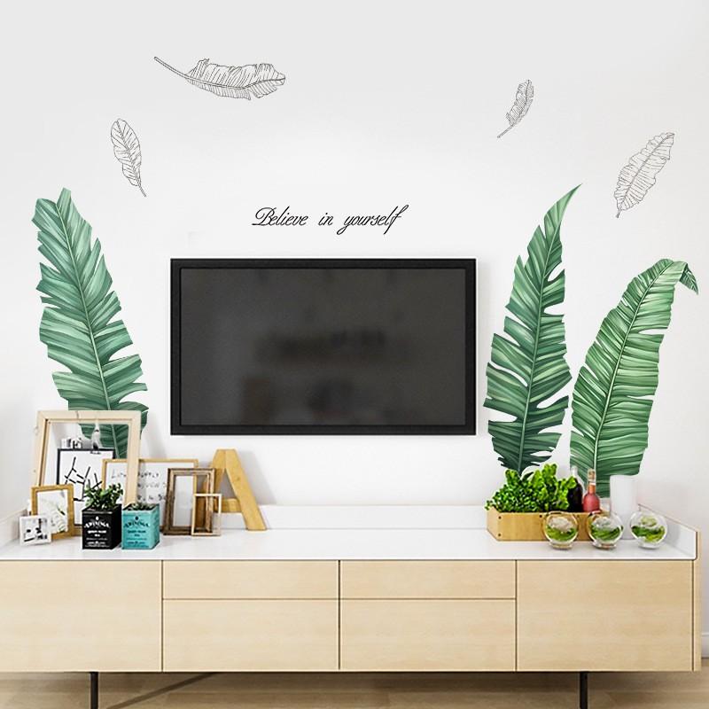 DECAL DÁN TƯỜNG PHONG CÁCH HÀN QUỐC NHIỆT ĐỚI lá xanh 01