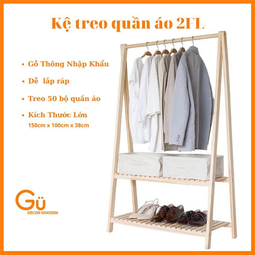 Gía treo quần áo chữ A GU.DECOR WOODEN - Kệ treo đồ chất liệu Gỗ thông nhập khẩu Newzealand loại 1