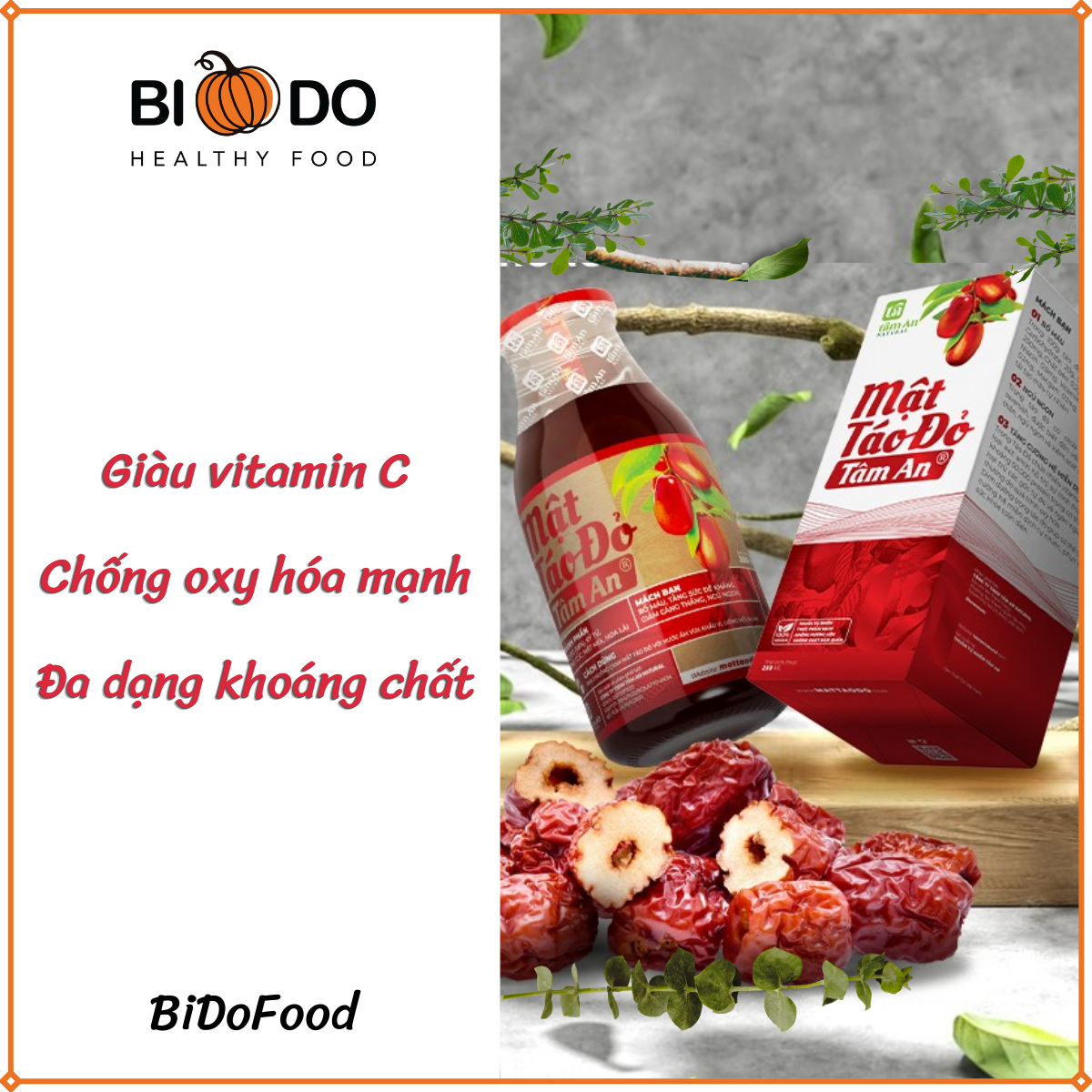 Mật Táo Đỏ Tâm An 250ml - BiDoFood - Táo Đỏ Kỷ Tử Bổ Máu Ngủ Ngon