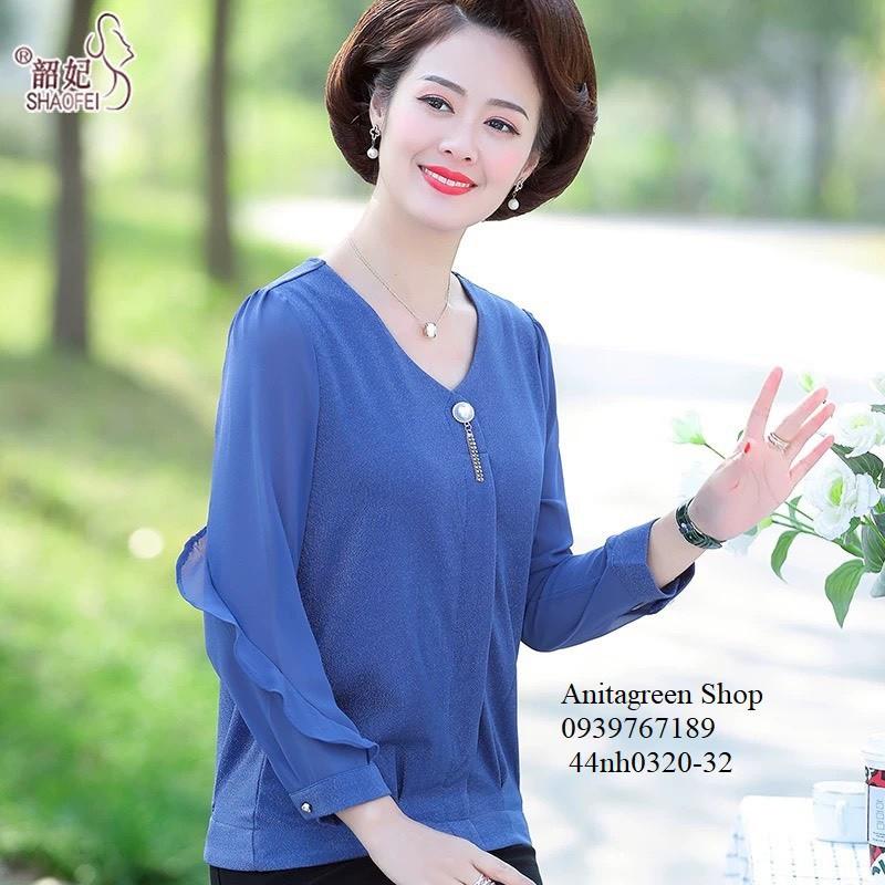 44nh0320-ÁO KIỂU KIM TUYẾN TRUNG NIÊN S-6XL