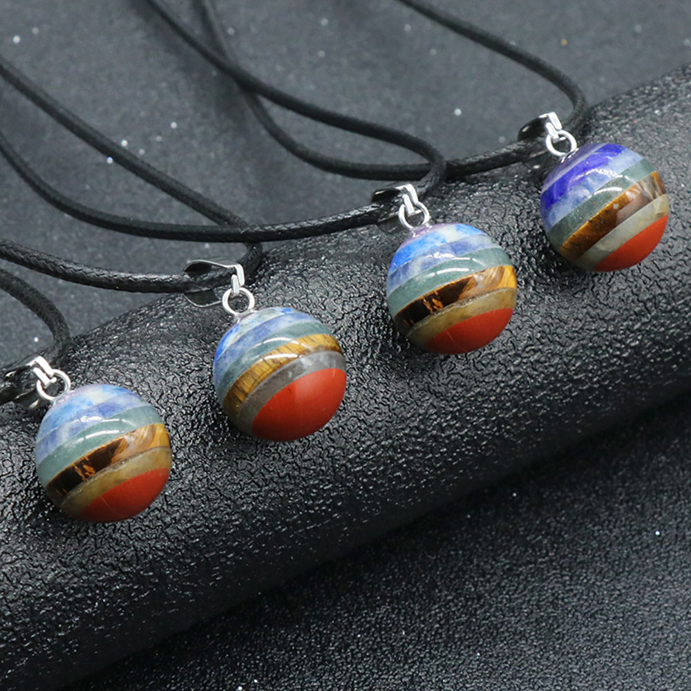 Dây Chuyền Đá Tròn 14 mm Phong Thủy 7 Chakra