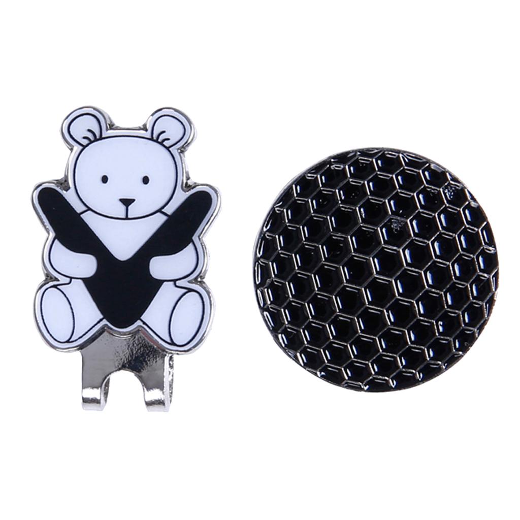 2xGolf Hat Clip with Detachable Magnetic Golf Ball Marker Bear Pattern Black