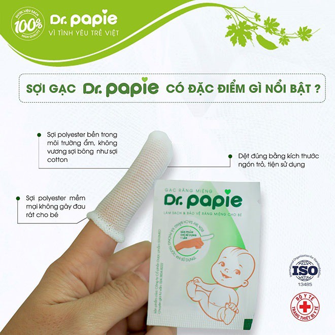 Gạc Rơ Lưỡi, Vệ Sinh Răng Miệng Cho Bé Dr Papie (1 hộp 30 gói)