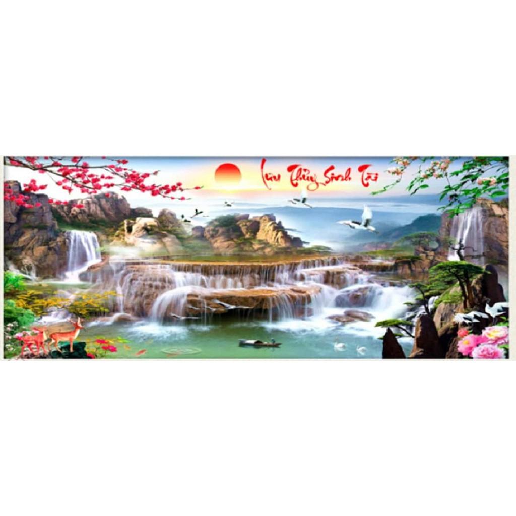 Tranh thêu chữ thập Lưu thủy sinh tài - LV3015