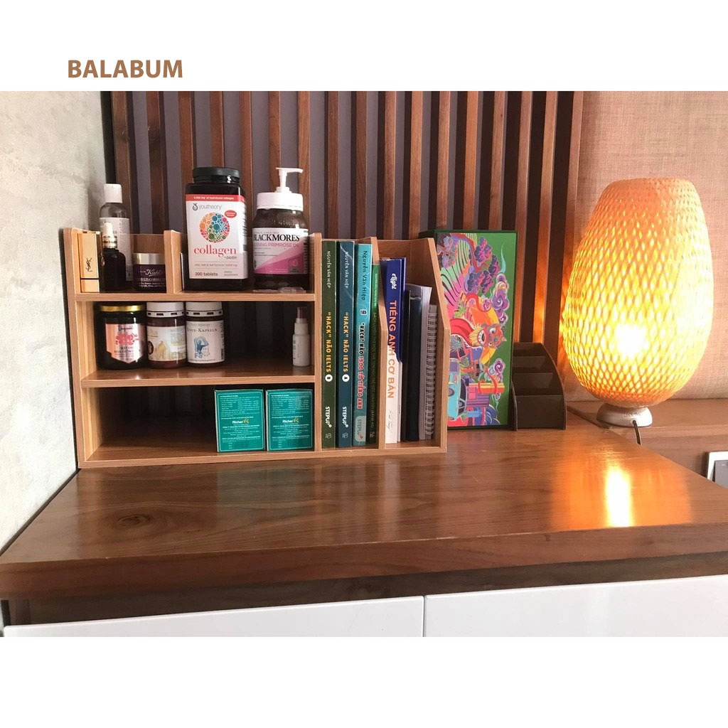 Kệ gỗ để bàn - Để hồ sơ &amp; tài liệu văn phòng - Giá xưởng Balabum - Gọn, tiện dụng, bền và đẹp - Ván dày 17mm- HCM