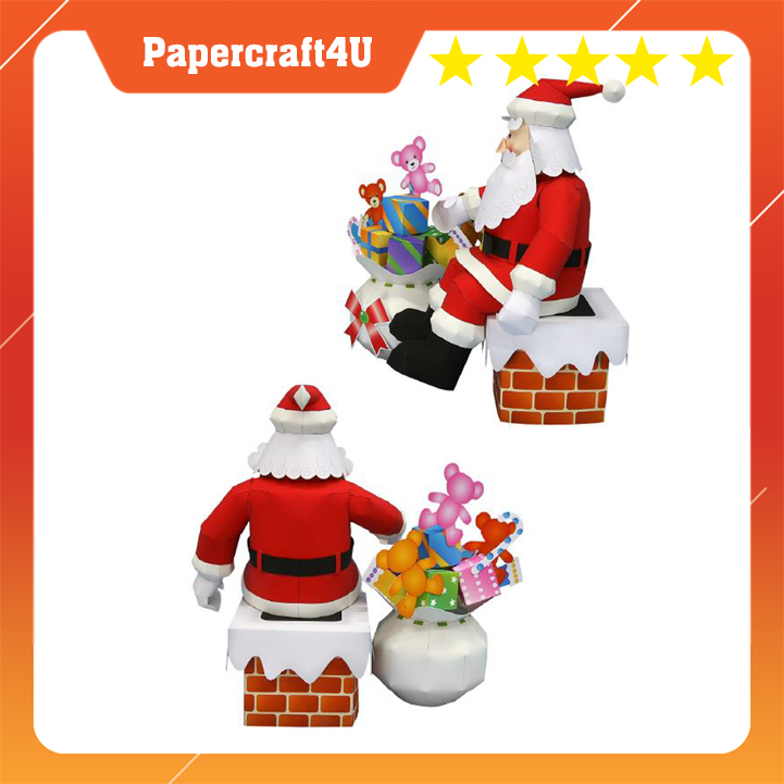 Mô hình giấy 3D Giáng sinh Ông già Noen Santa Claus Set ( in mực dầu)