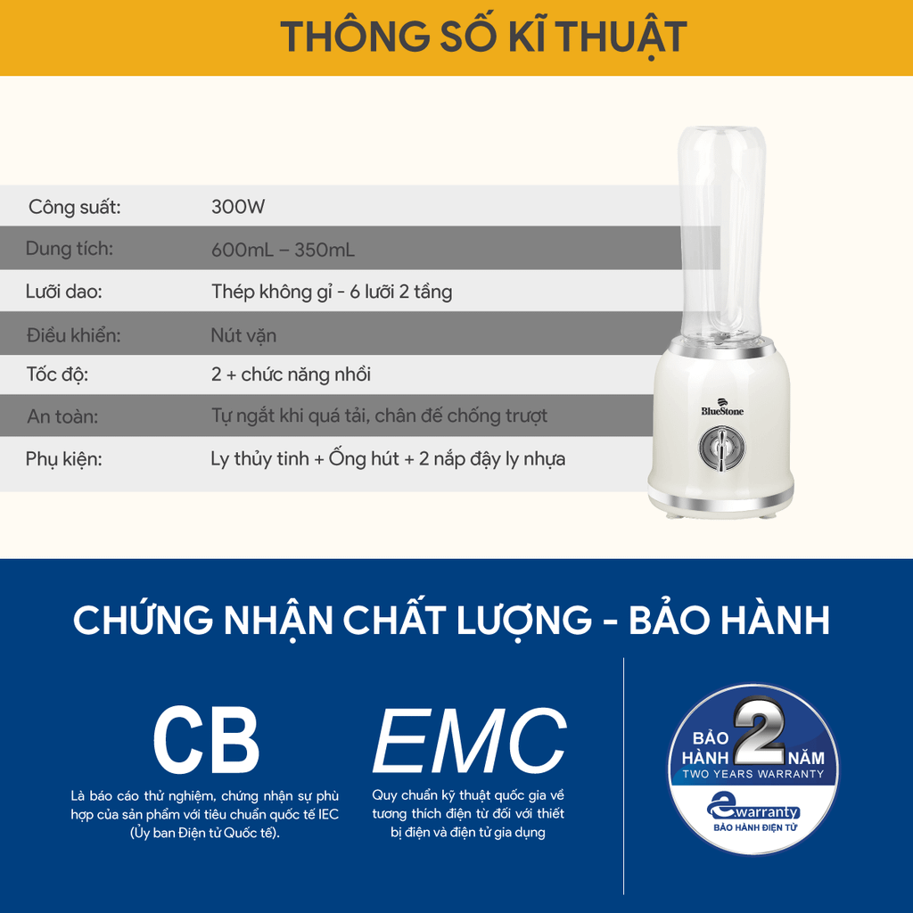 Máy Xay Sinh Tố BlueStone BLB-5308 300W - Hàng chính hãng