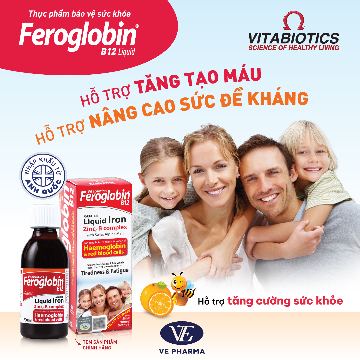 Hình ảnh Bộ Sản Phẩm Vitabiotics Cho Bé OSTEOCARE Chắc Khỏe Xương 200ML Và FEROGLOBIN B12 Bổ Sung Sắt 200ML