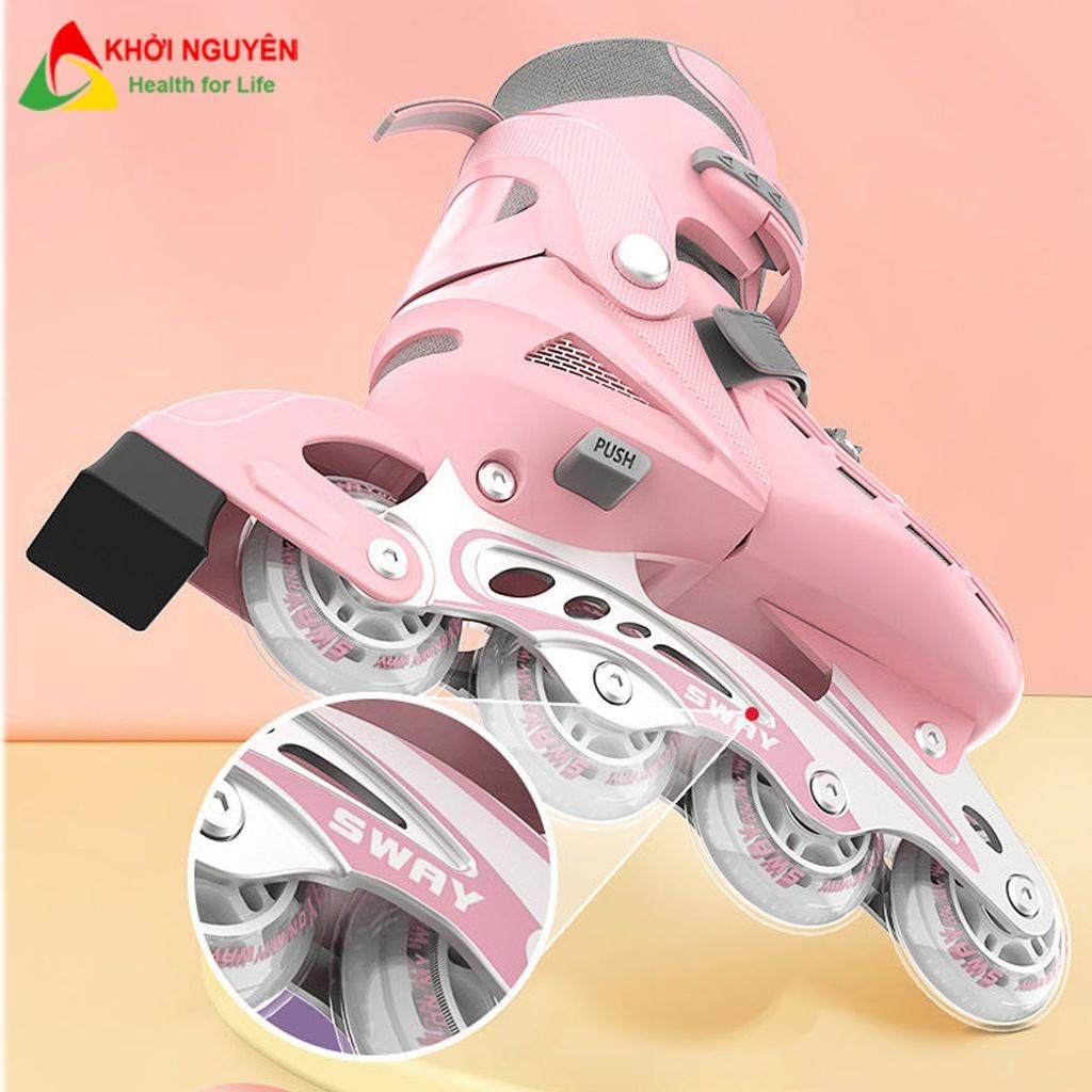 Giày trượt patin trẻ em cao cấp SWAY bánh cao su sáng led tặng kèm bảo hộ chân tay |KHỞI NGUYÊN SPORT|