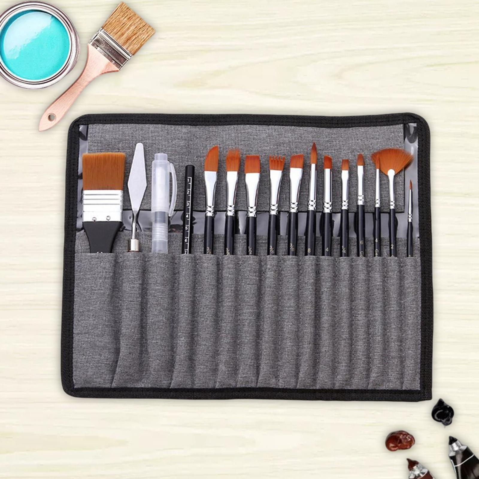 Artist Paint Brush Set Wood Handle Nylon Brushes