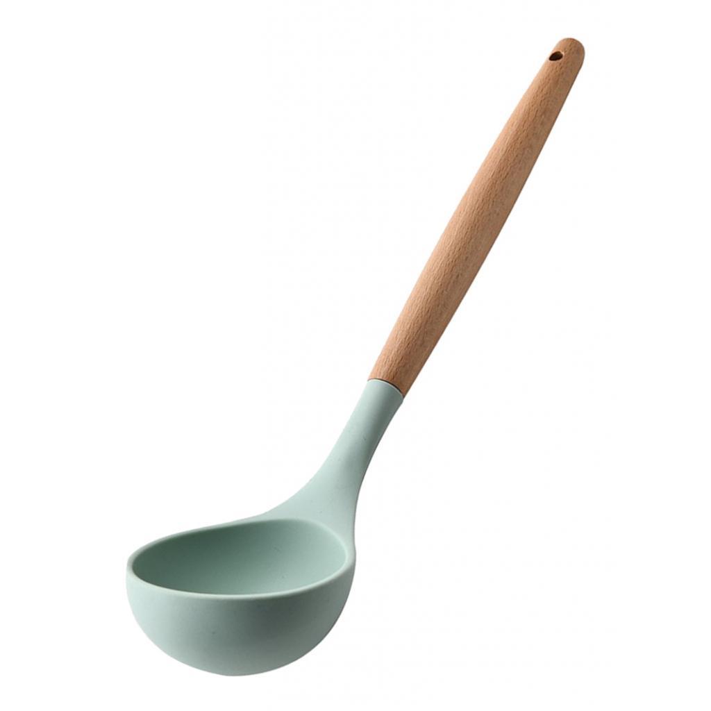 Silicone Non Stick Bếp Nấu ăn Dụng Cụ đặt Tay Cầm Bằng Gỗ