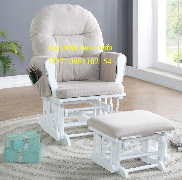 Ghế lắc thư giãn Rocking chair Juno Sofa Màu Trắng Nệm Kem