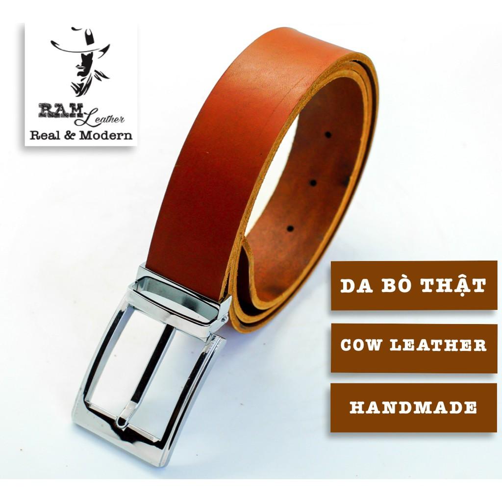 Thắt lưng nam da bò vegtan thảo mộc Ý cao cấp khóa bạc bền chắc - RAM Leather